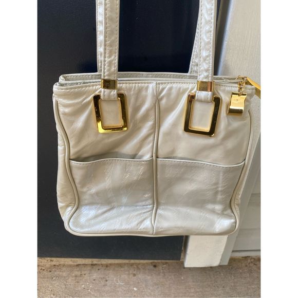 Dawli 100% Leather Cream Gold Hardware Snakeskin Shoulder Bag Purse - Picture 14 of 15